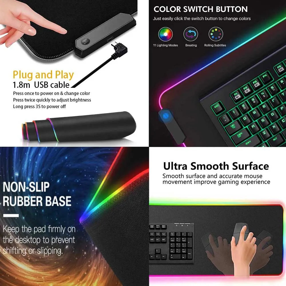 XXL RGB Gaming Mouse Pad – Light Up Your Game with Precision and Style