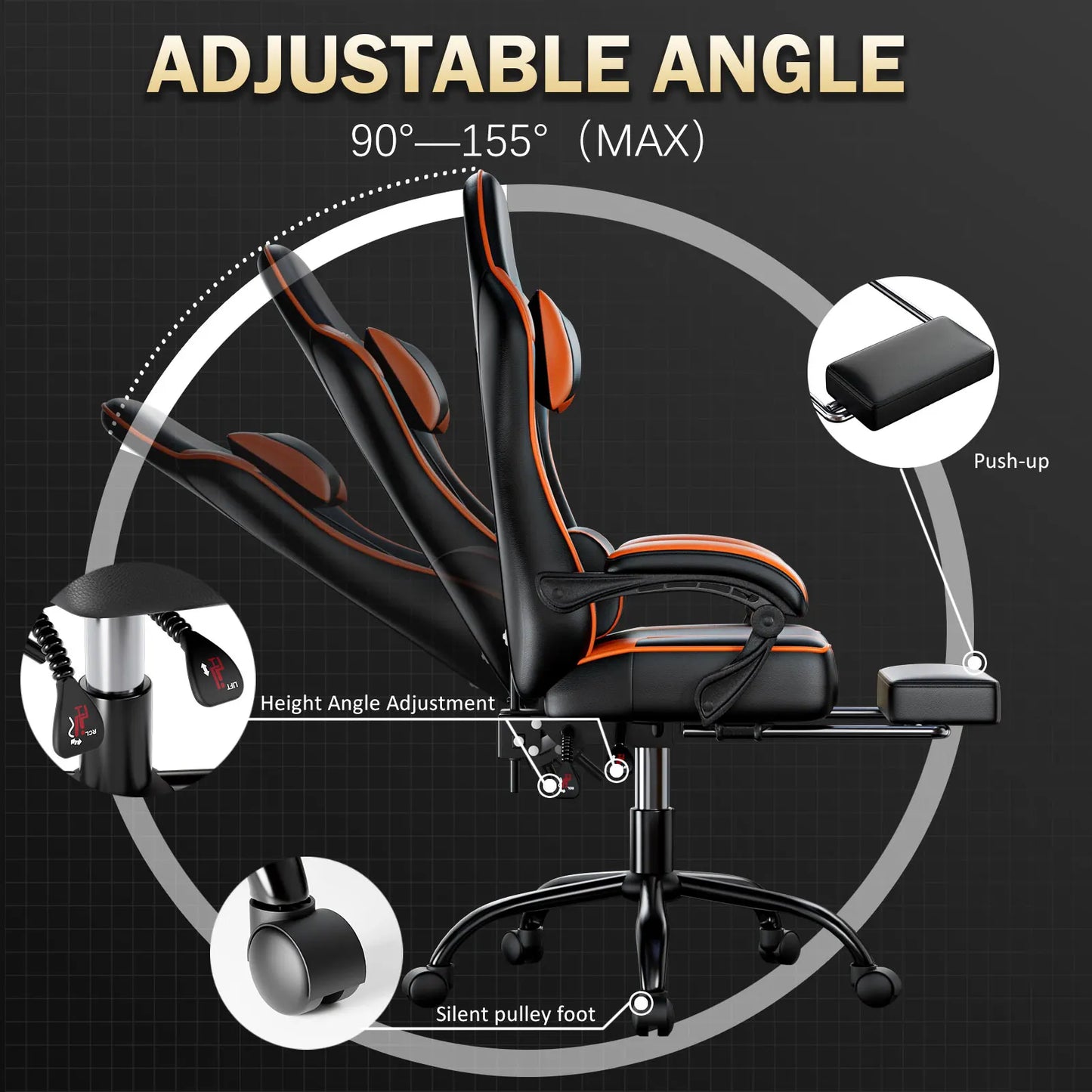 AnYu Ultimate Recline Gaming Chair with Footrest